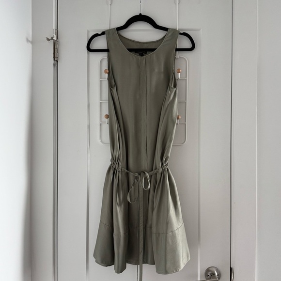 Rag & Bone khaki green Ayon silk sleeveless drawstring dress - Small - Picture 3 of 8